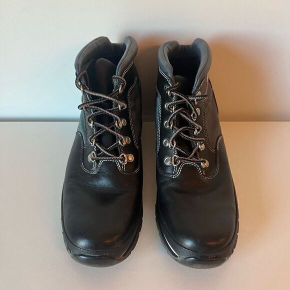 TIMBERLAND Ankle Chelsea Boots Leather Lace Up Wedge Womens Size 8.5 Black - Picture 2 of 11